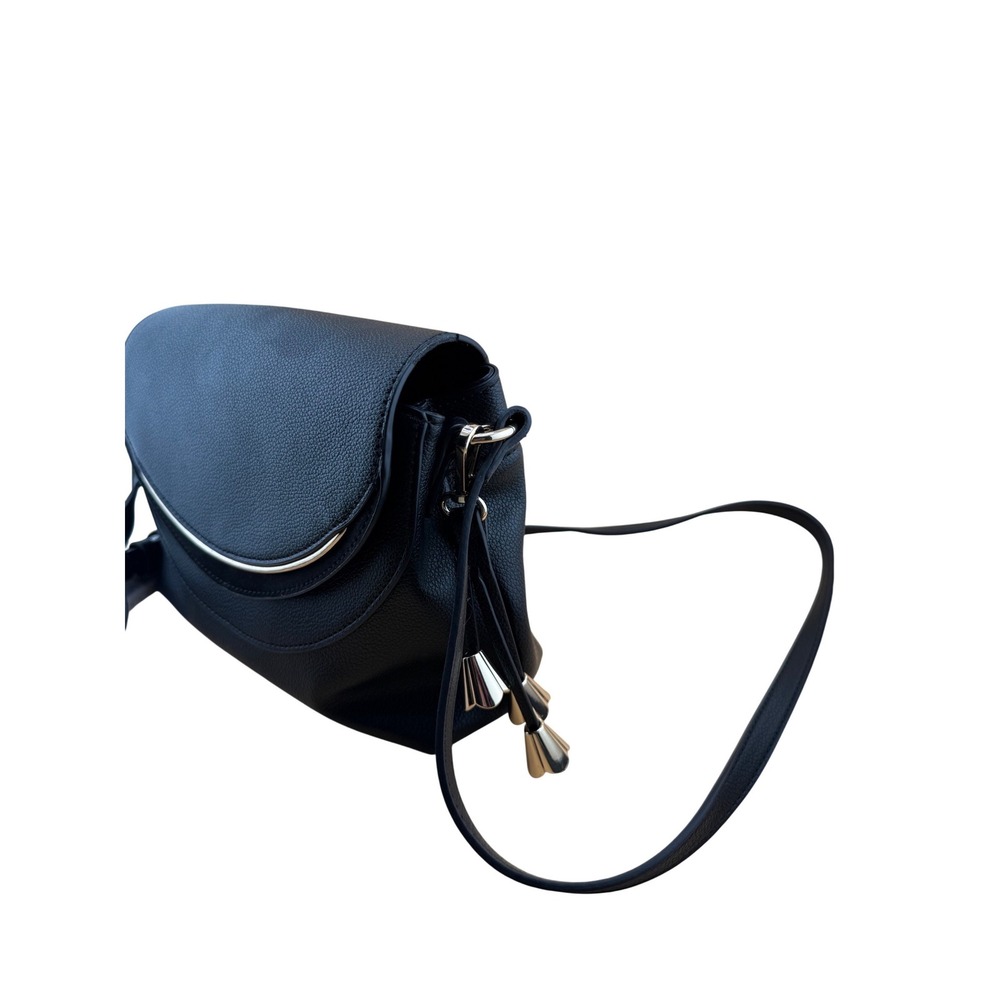LC Lauren Conrad Black‎ Pebbled Faux Leather Crossbody Bag Gold Hardware - Picture 2 of 8